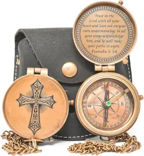 As-989 A S Handicrafts Trust In The Lord With All Your Heart Engraved Compass Proverbs 3 5-16