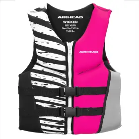 10077-03-b-hp Airhead Wicked Kwik-dry Neolite Flex Lift Jacket Youth And Women Hot Pink