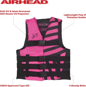 10081-04-a-bkhp Airhead Trend Life Jacket Coast Guard Approved Mens Small/medium Pink #2