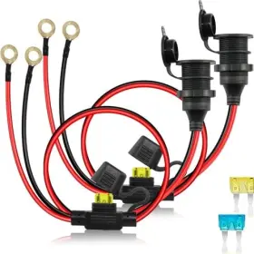 F1083  Alanph 2pack 14awg 1.6ft/50cm 12v/24v Fixed Thread Cigarette Lighter Socket Extension