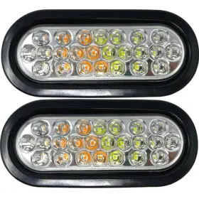 Astp5038cg2-wa All Star Truck Parts 2x 6.5 Inch Oval Amber/white Strobe Lights 24led Recessed Quad Flash Patterns