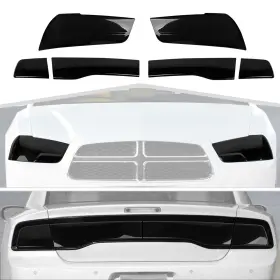 Amayum-18462 Amayum Smoked Black Tail Light Lamp Cover Front Headlights Kit Decoration Exte