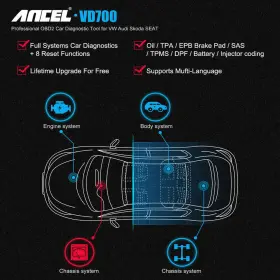Ancel-vd700 Ancel Vd700 Obd2 Scanner Full System Diagnostic Tool Code Reader For Vag Vw Audi #3
