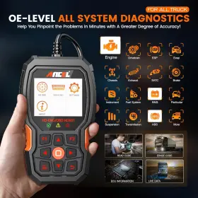 Hd601-pro Ancel All System Diesel Diagnostic Scan Tool Fits For Cummins Detroit Freightliner #2