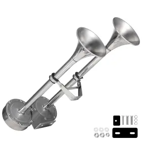 Alh-xbxg-12vd Aolihan 150db Boat Horn Deluxe 12v Dual Trumpet Upgrade - Polished Stainless St
