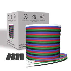 At-4p20m Aotoink Rgb Electrical Wire 66ft 4 Pin 22 Gauge Led Extension Cable Awg 20m