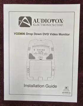Vod806 Audiovox Installation Manual With 8 Pages In English Language