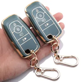 Zxy-ford4-blue Ba735 2-pack Tpu Key Fob Cover With Keychain For Ford Bronco/expedition/mustang Cob