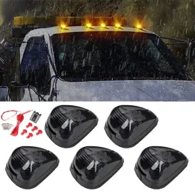 Banpo 747839022147 5 X Cab Roof Marker Lights Smoke Lens Amber Led Compatible With 1999-2016 F15