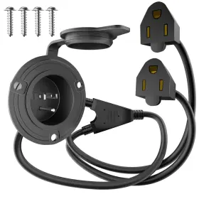 Bas-rv-70 Basysion 15a 125v Nema 5-15 Shore Power Inlet Plug With 27 Inch Extension Cable And Waterpro