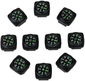 1b004 Bayite Hard Shell Liquid Filled Button Compass Set For Survival Watch Black