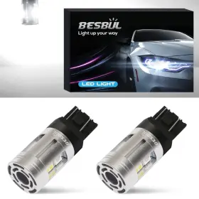 B7440tw Besbul 2 7440 7443 Led Bulb With Turbo Fan Canbus Ready Turn Signal Bulbs 12-40v T20