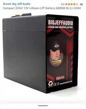 Bj-li-22ah Big Jeff 850053601064 Car Audio Compact 22ah 12v Lithium Lfp Battery 6000w /
