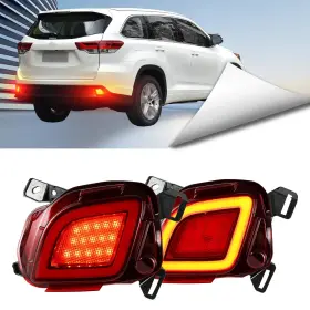 Bo-hld-rear-15 Binqigoo 2pcs Red Lens Rear Bumper Reflector Lights Compatible With Toyota Highlander