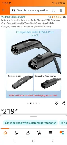 Bod72mgl9n Bokman Bowman Extension Cable For Tesla Charger #2