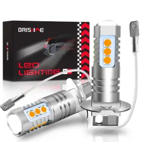 Bri-fog14smd3030-h3a Brishine H3 Led Fog Light Bulbs Golden Yellow Extremely Bright 3030 Chips Bulb