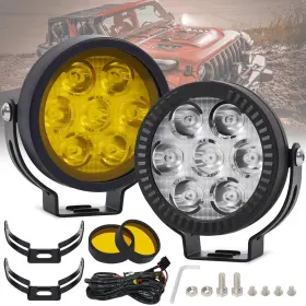 Bsj Bestgym 717121436310 2pcs 4.5inch 120w Led Light Pods With Amber Covers 12000lm Yellow Fog