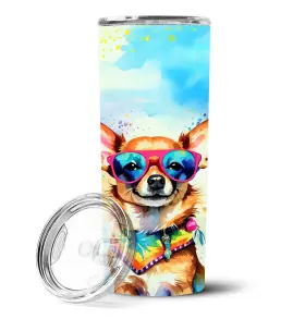 I0100-104 Carolines Treasures Travel Car Cup Hot Cold Steel Chihuahua Hippie Dawg Insulated Tumbler 20 Oz