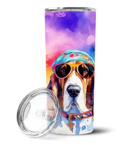 I0100-105 Carolines Treasures Travel Car Cup Hot Cold Steel Basset Hound Hippie Dawg Insulated Tumbler 20 Oz