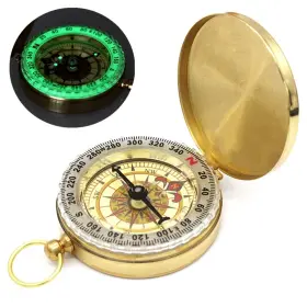 Chimne 803190080391 Camping Survival Compass For Hiking Small Golden Pocket