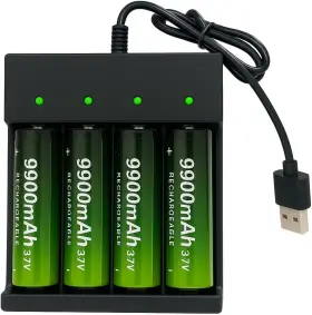 Bc-4usb China Rechargeable Battery Charger With 4pcs 18650 Batteries Smart Usb Black
