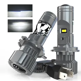 Chopdark H4/h19/9003/hb2/hs1 H4 H19 Hs1 9003 Hb2 Led Bulbs Hi/lo Beam With Small Projector Lens Fog Lamps