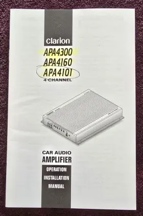 Apa4101 Clarion Apa4300 Apa4160 Operation Installation Manual 20 Pages