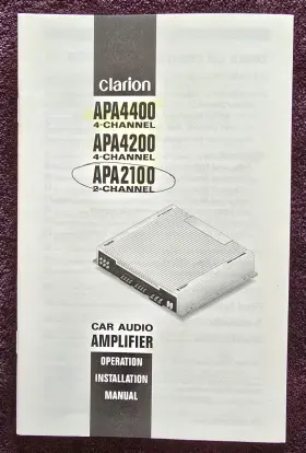 Apa2100 Clarion Apa4400 Apa4200 Operation Installation Manual 23 Pages