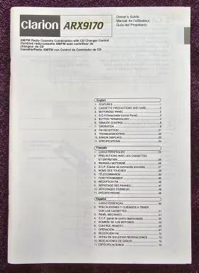 Arx9170 Clarion Oem Owners Manual 73 Pages In English French And Spanish