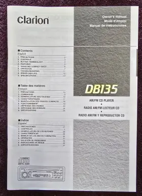 Db135 Clarion Oem Owners Manual 37 Pages In English French And Spanish