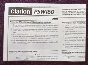 Psw160 Clarion Installation Manual Fold-out Pages - English French And Spanish