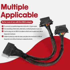 E-b6-16 Cty-auto B6 16 Pin Obd Ii Splitter Extension 1 Male And 2 Female Cable Adapter #2