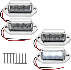 Dealsday 711202600652 4 Pack Xenon White Led License Plate Lights - 12v-24v Waterproof For Truck Suv