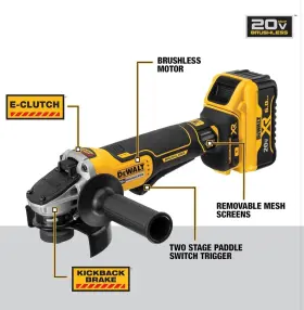 Dcg413r2 Dewalt 4.5in 20v Max Xr Paddle Switch Small Angle Grinder Kit #3
