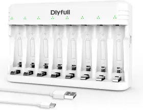 Dlyfull 825665404853 8 Bay Aa Aaa Battery Charger With Usb-c High-speed Charging Independent Slot