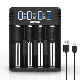 Dlyfull 825665404907 18650 Battery Charger Fast Universal For 3.7v Li-ion Black
