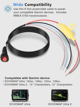 010-12938-00 Echomap For Garmin Ultra 102sv 106sv 122/126sv 4 Pin Power Data Cable 0101293800 #3