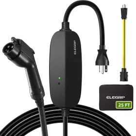 Ecp24-16f0-01 Elegrp Level 1 And 2 Portable Ev Charger 16amp 25ft Cable With Nema 6-2