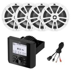 Jam3000-2st6wht-usbaux Enrock Marine Bluetooth Receiver 4x 6.5 Inch 180w Boat White Speakers Usb/aux Adapter