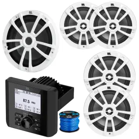 Jam3000-st6wht-st8wht-s Enrock Marine Bluetooth Receiver Wire Sub 2x 8 Inch 375w 6.5 180w Speaker White