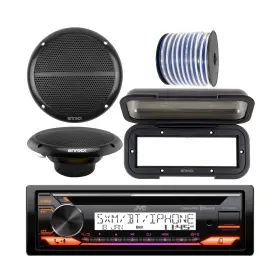 Kdt92mbs-em602b-emcbk1 Enrock Marine Jvc Kd-t92mbs Single Din Motorsports Bluetooth Am/fm Usb Aux Cd Player