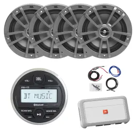 Prv-175-2st6gry-a Enrock Marine Jbl Bluetooth Receiver 4x 6.5 Inch 180w Boat Gray Speakers Amplifier With Kit