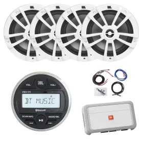 Prv-175-2st6wht-a Enrock Marine Jbl Bluetooth Receiver 4x 6.5 Inch 180w White Speakers Amplifier With Kit