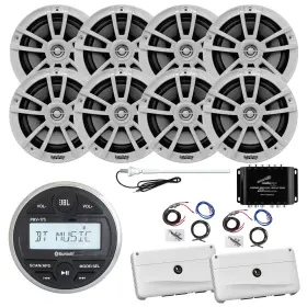 Prv-175-8mwb-rca-2a Enrock Marine Jbl Am/fm Radio 8x 6.5 Inch Speaker 2x Amp With Kit Splitter Antenna White