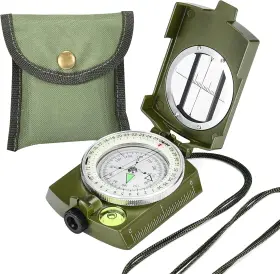 Farops 785382132531 Military Lensatic Sighting Compass Survival With Carrying Bag Green