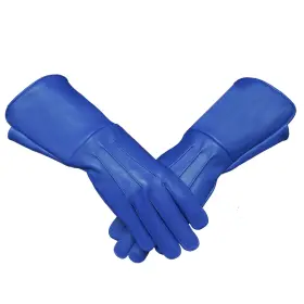 Fashionluxe 675162033571 Mens Long Leather Gloves Medieval X-large Royal Blue