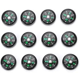 Fishlor 707300043873 Pocket Compass 20mm 12pcs Mini Oil Filled For Hiking Camping