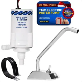 Five Oceans 810033300127 Tmc Marine Electric Galley Water Pump Kit With Faucet For Boats Rvs And Trai