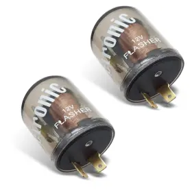 Flygun Fun96 2 Pack 12v 2-pin Electronic Relay Turn Signal Flasher Plug Three Prong Round