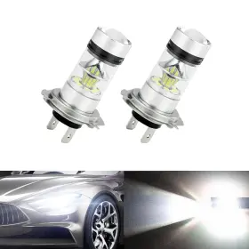 Funled1604wh-h7-2ps Flygun 2 Pcs H7 Led Car Fog Light Bulbs 12v 100w Low Beam Lights With 6500k Whi